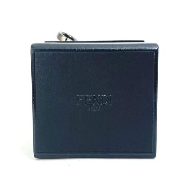 FENDI 7AR894 Mini box MINIBOX Bag Charm Key Holder Leather Black Unused